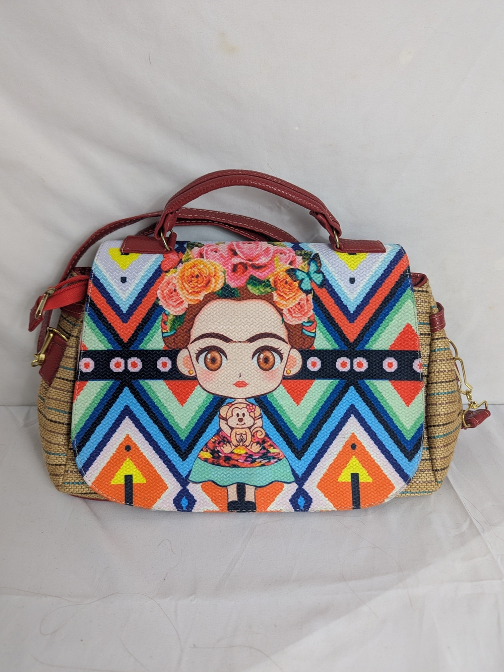 Colorful Frida Kahlo Multicolor Women's Bag With Adjustable Straps